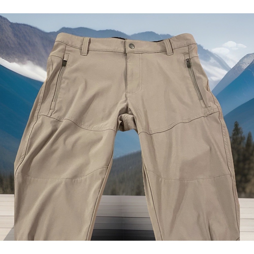 Columbia Omni-Shade pants men 30 Beige Zipper Pocket Ankle Cinching Stretch Hike